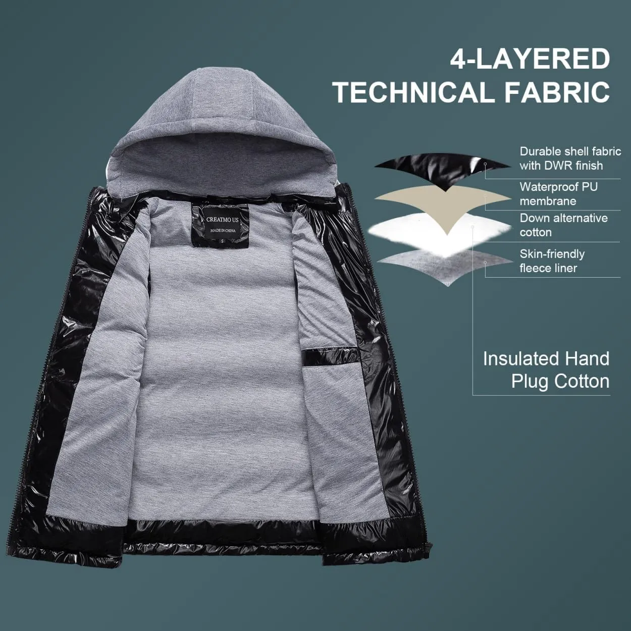 CREATMO US Women's Warm Vest Outerwear Thick Padded Puffer Sleeveless Vest With Detachable Hood
