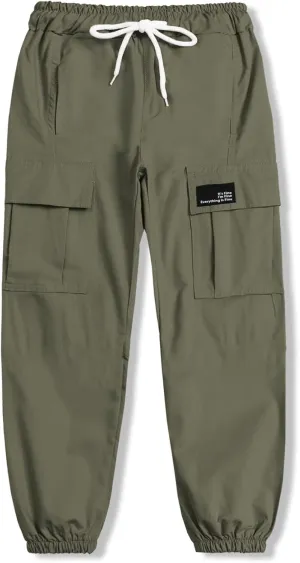 Cromoncent Girls&Womens Cargo Pants Elastic Waist Lightweight Outdoor Jogger Pants, 6 Years - XX-Large