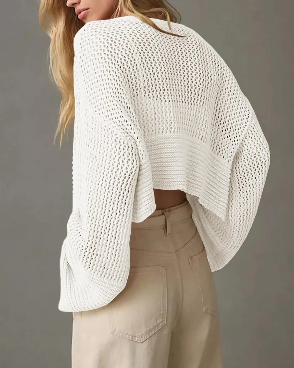 Cropped Cardigan Sweaters for Women Kimonos Boho Lightweight Summer Open Front Knit Cardigan Outerwear