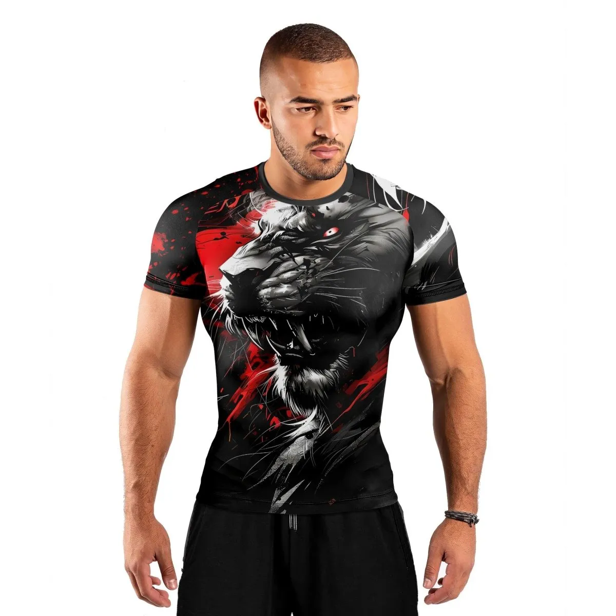 Dangerous Lion Men's Short Sleeve Rash Guard