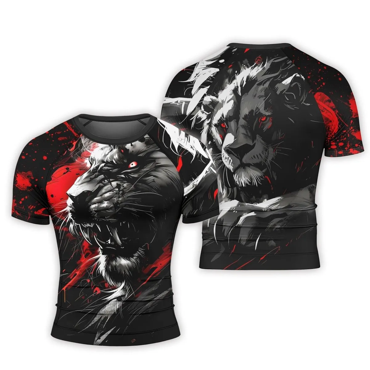 Dangerous Lion Men's Short Sleeve Rash Guard