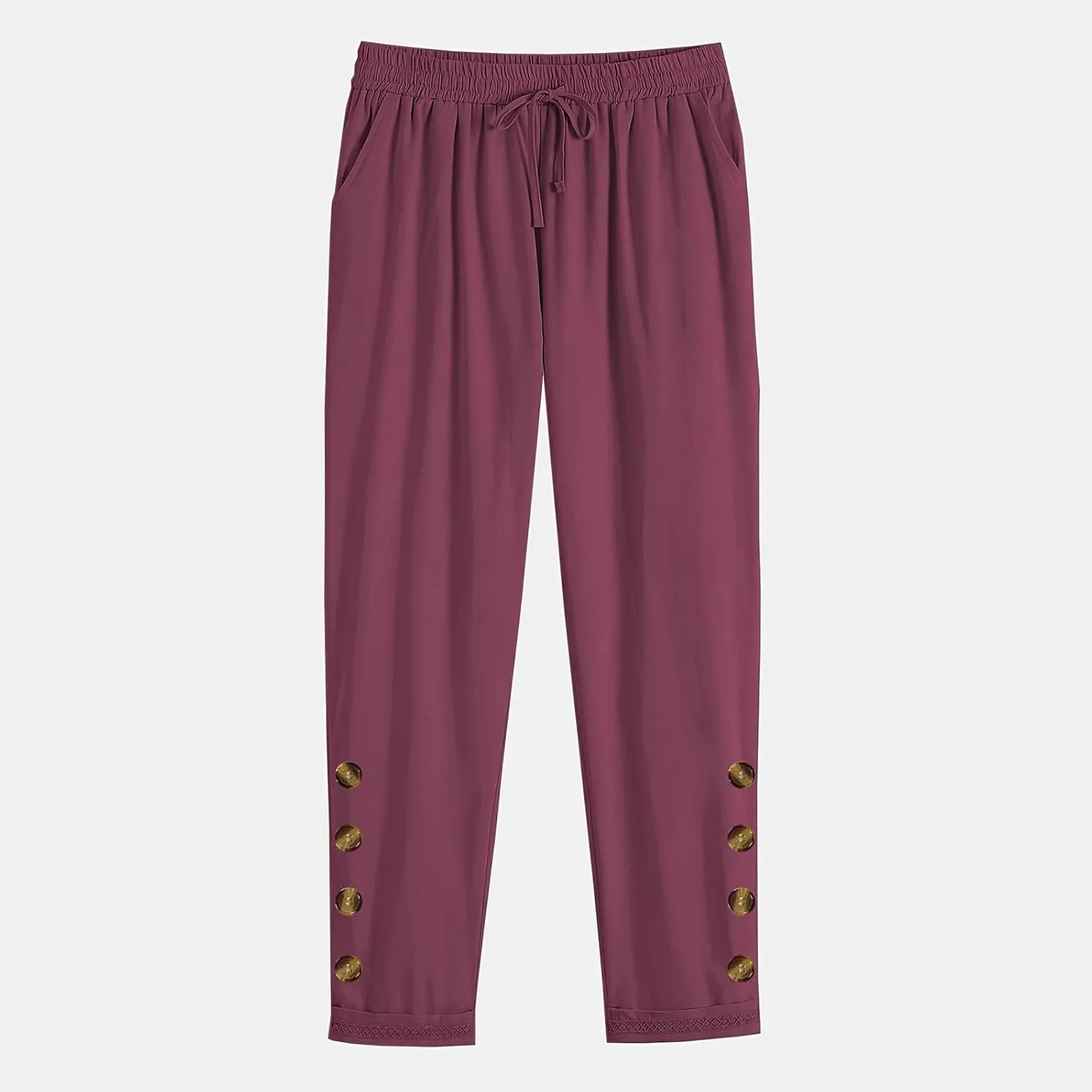DASAYO Womens Linen Pants Drawstringgg Elastic Waist Straight Legg Trousers Summer Lightweigght Casual Pants with Pockets