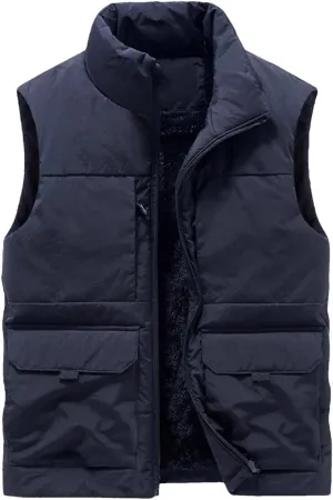 Dcvmvmn Men Winter Lightweight Warm Down Cotton-Padded Vest Coat Thickened Sleeveless Jacket