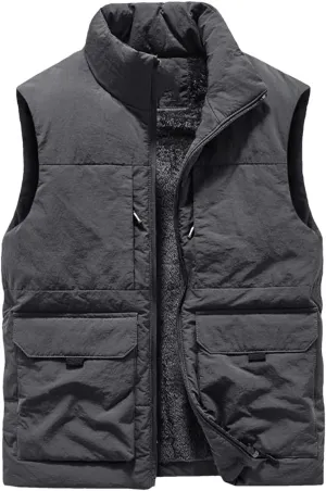 Dcvmvmn Men Winter Lightweight Warm Down Cotton-Padded Vest Coat Thickened Sleeveless Jacket