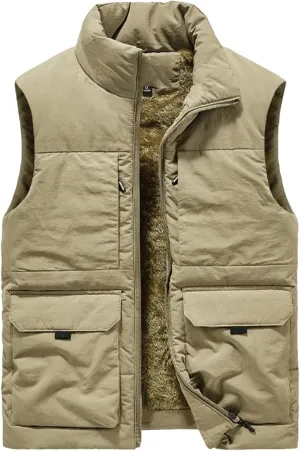 Dcvmvmn Men Winter Lightweight Warm Down Cotton-Padded Vest Coat Thickened Sleeveless Jacket