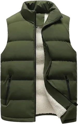 Dcvmvmn Men's Winter Oversized Loose Waistcoat Thickened Warm Cotton Padded Puffer Jacket Vests