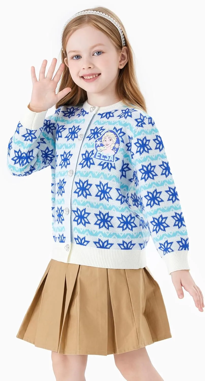 Disney Frozen Elsa Anna Princess Toddler Girl Christmas Sweater: Long Sleeve Crew Neck Knit Pullover Jumper 2-6 Years