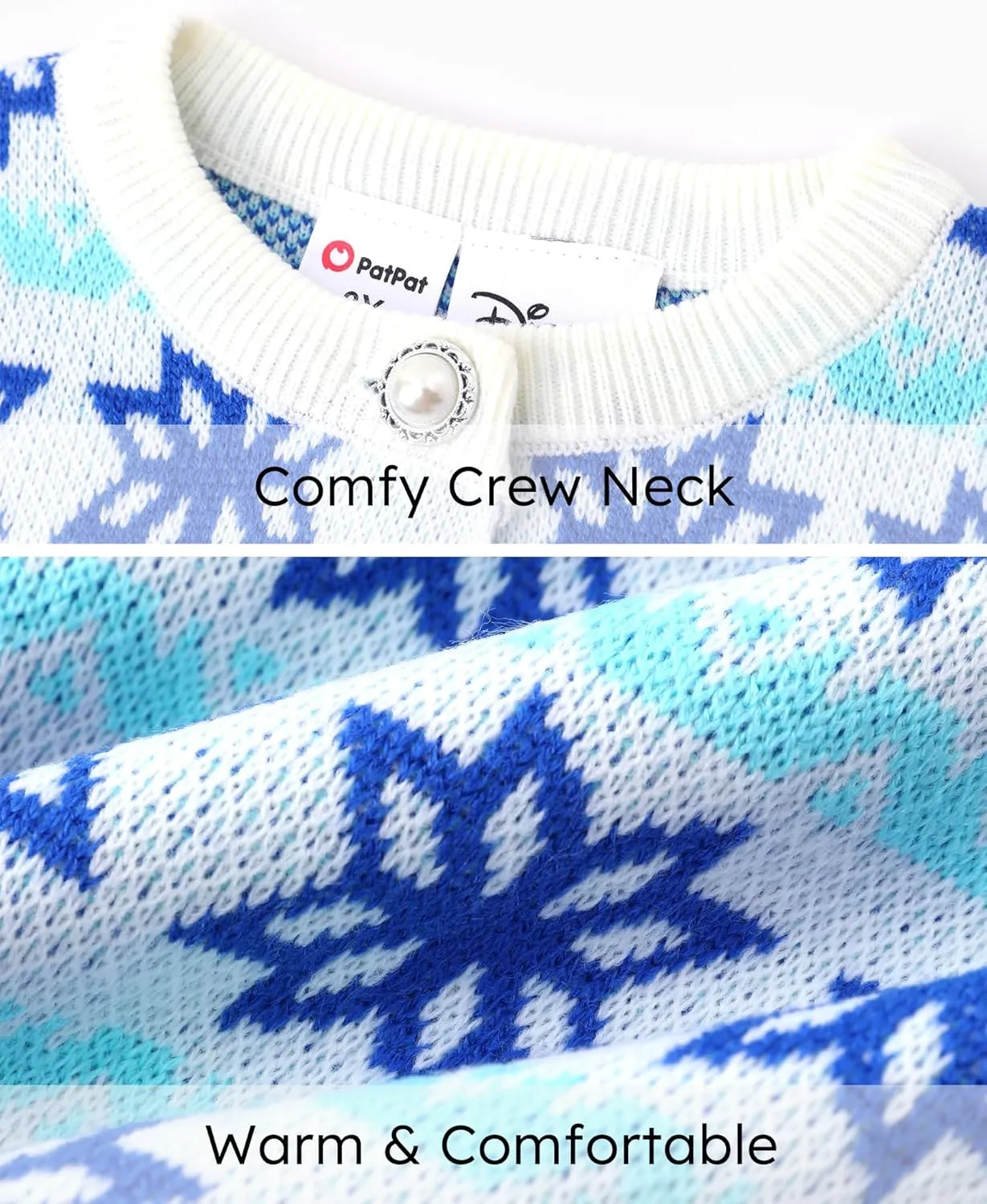 Disney Frozen Elsa Anna Princess Toddler Girl Christmas Sweater: Long Sleeve Crew Neck Knit Pullover Jumper 2-6 Years