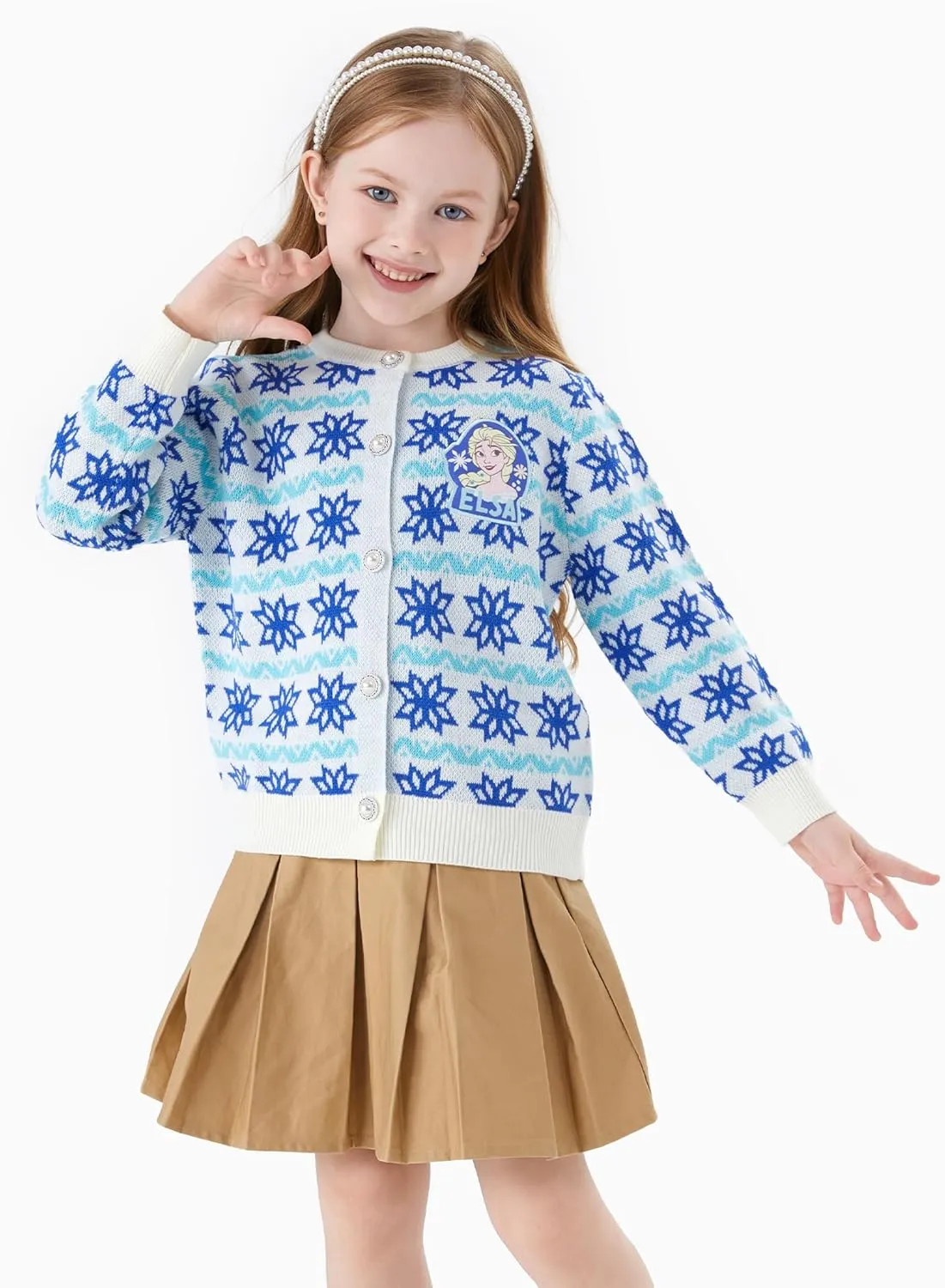 Disney Frozen Elsa Anna Princess Toddler Girl Christmas Sweater: Long Sleeve Crew Neck Knit Pullover Jumper 2-6 Years