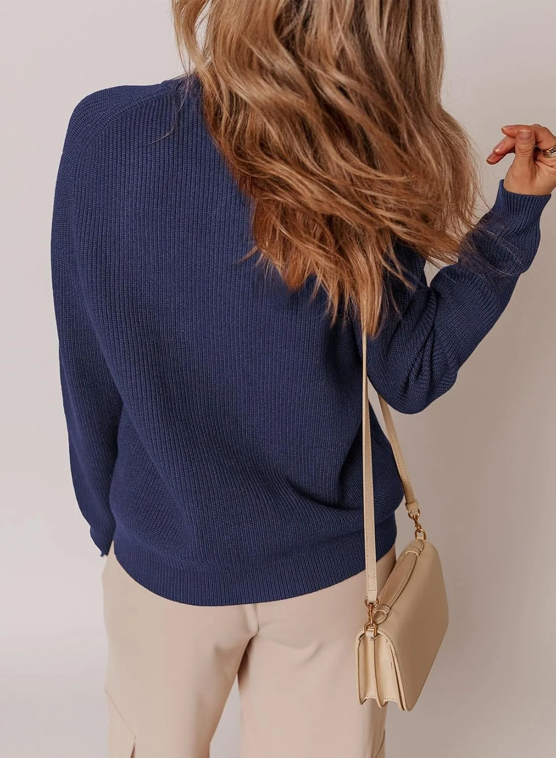 Dokotoo Cardigan Sweaters for Women Casual Long Sleeve Crewneck Button Down Cable Knit Sweater Tops with Pockets