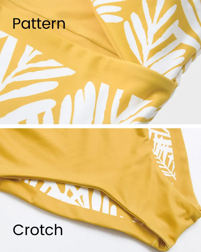 Dual-Sided Palm Leaf Cut-Out One-Piece Swimsuit