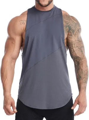 Elastic Workout Gym Muscle Sleeveless Shirts Athletic Lightweight Jogging Tank Tops for Men T74
