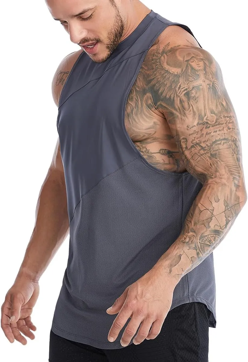 Elastic Workout Gym Muscle Sleeveless Shirts Athletic Lightweight Jogging Tank Tops for Men T74