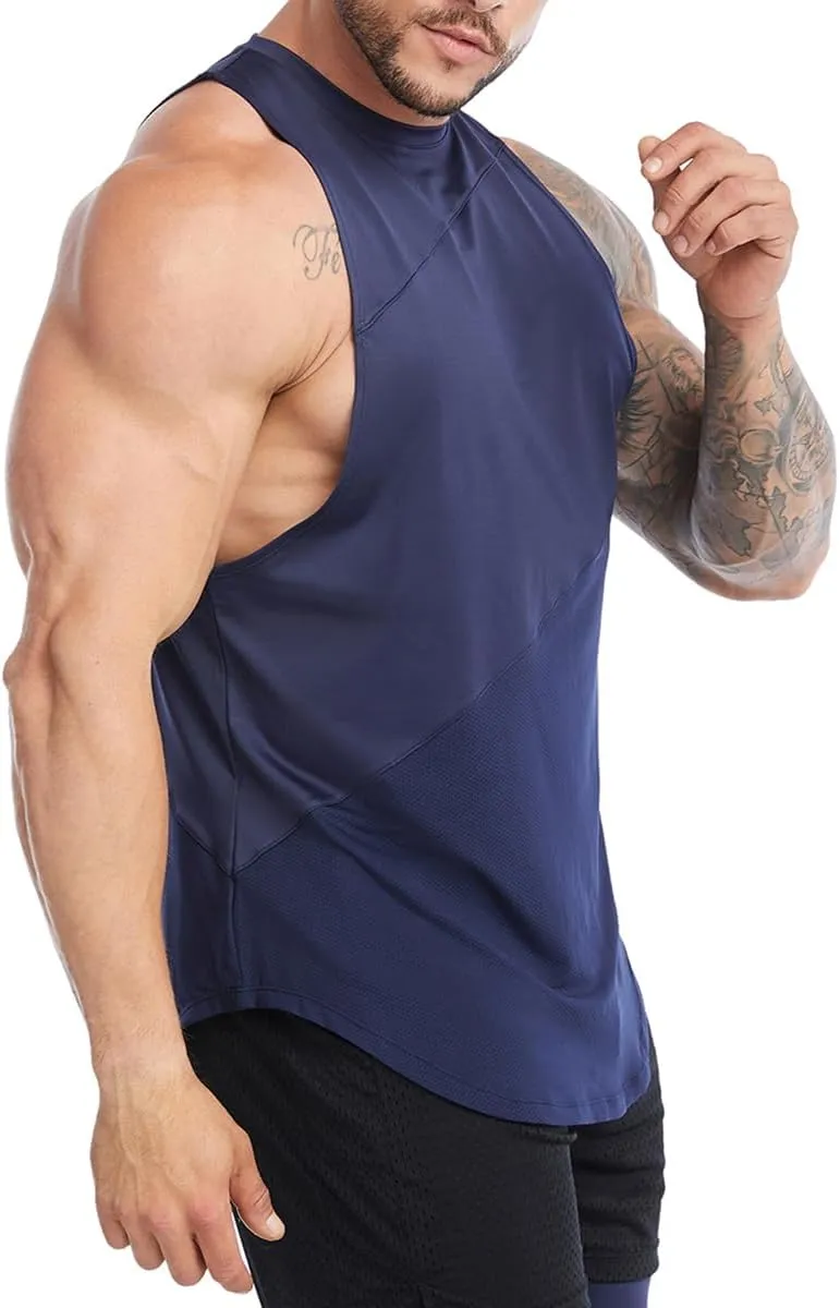 Elastic Workout Gym Muscle Sleeveless Shirts Athletic Lightweight Jogging Tank Tops for Men T74
