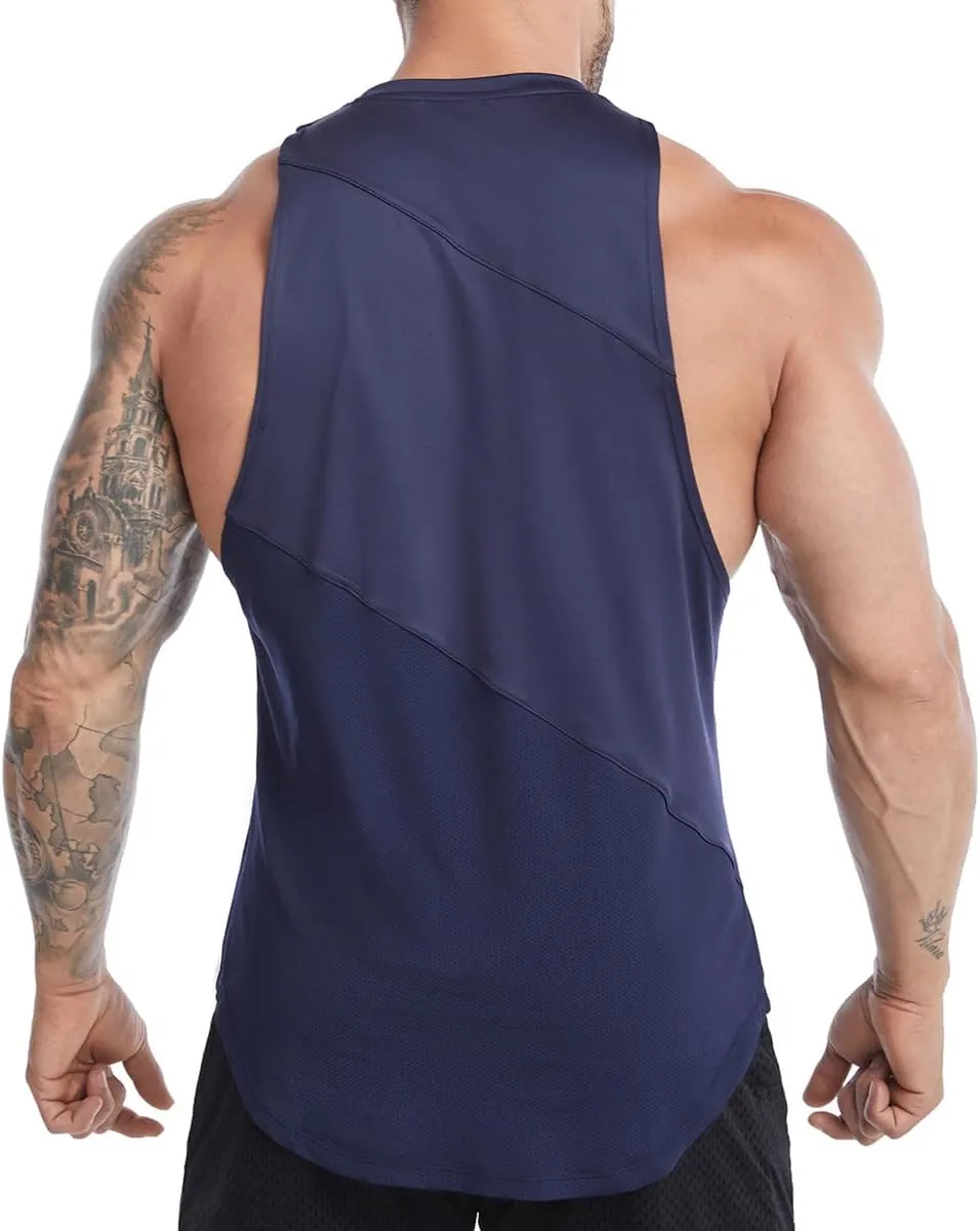 Elastic Workout Gym Muscle Sleeveless Shirts Athletic Lightweight Jogging Tank Tops for Men T74