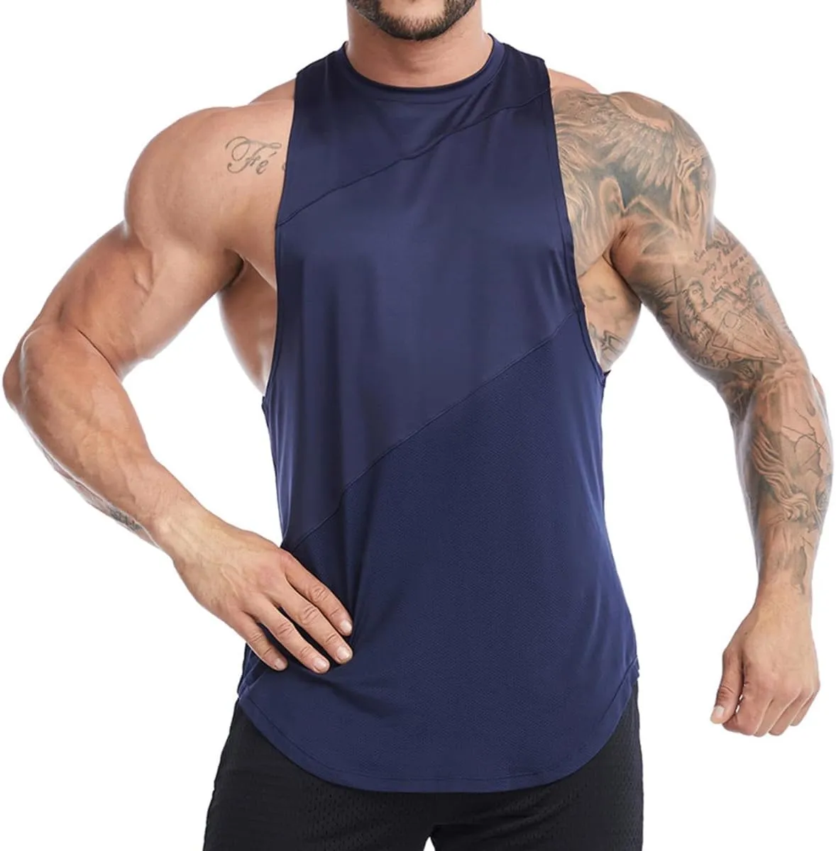 Elastic Workout Gym Muscle Sleeveless Shirts Athletic Lightweight Jogging Tank Tops for Men T74