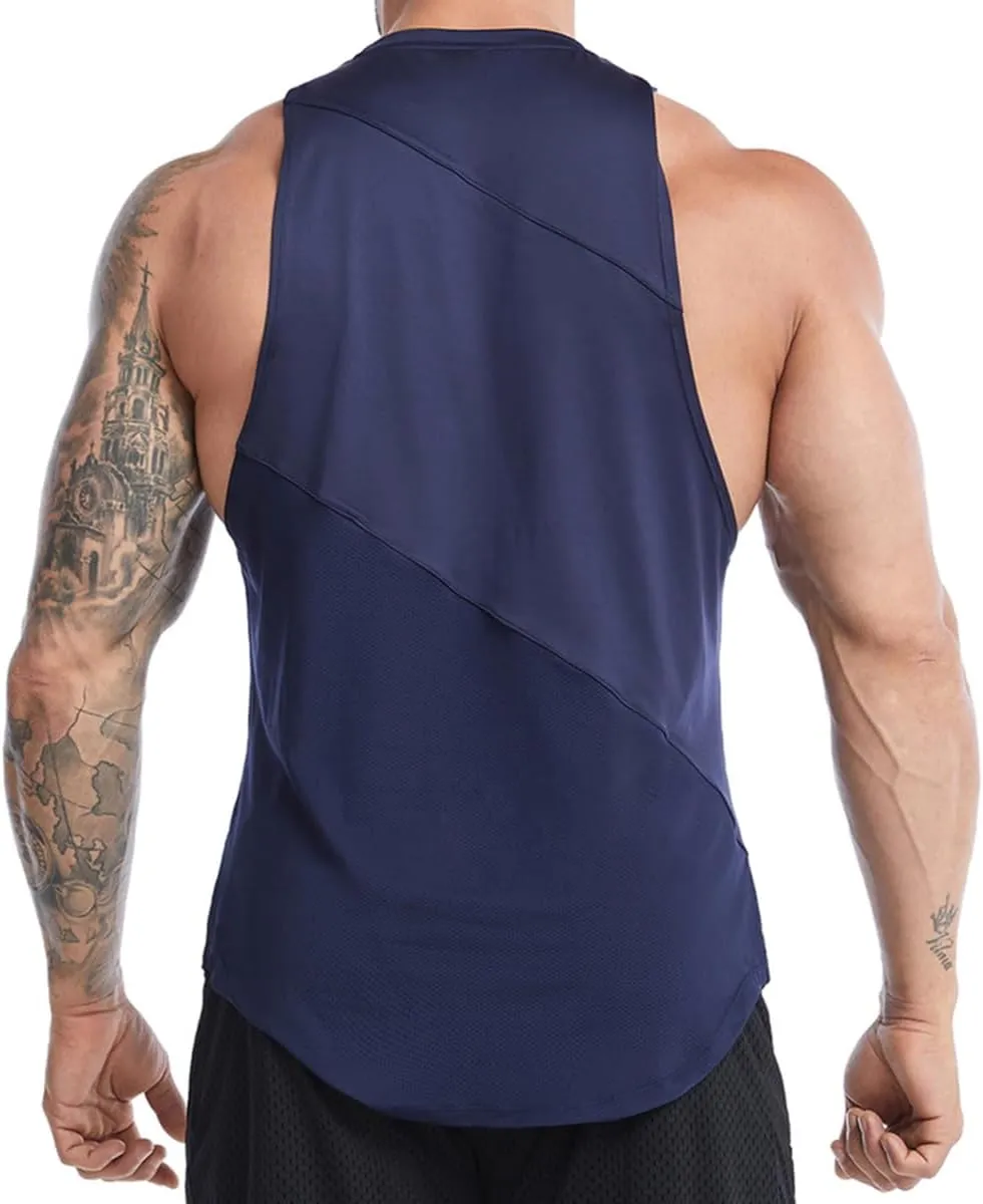 Elastic Workout Gym Muscle Sleeveless Shirts Athletic Lightweight Jogging Tank Tops for Men T74