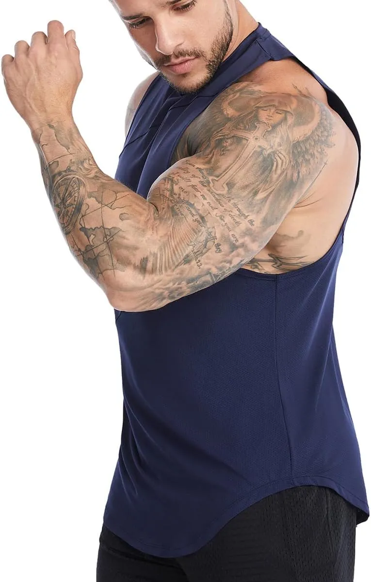 Elastic Workout Gym Muscle Sleeveless Shirts Athletic Lightweight Jogging Tank Tops for Men T74