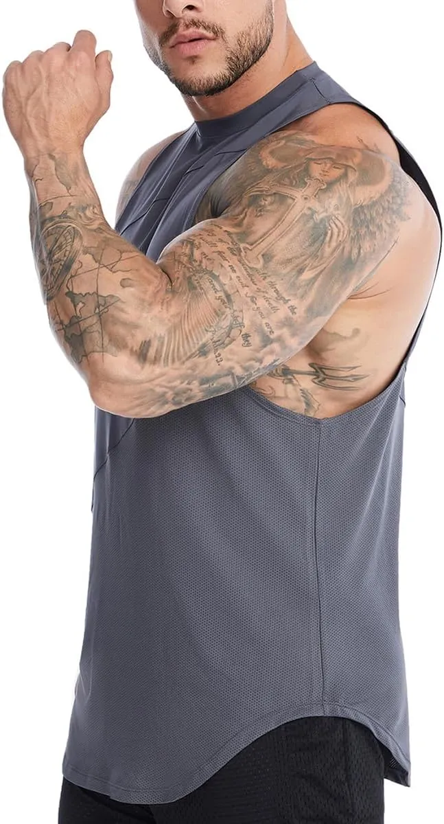 Elastic Workout Gym Muscle Sleeveless Shirts Athletic Lightweight Jogging Tank Tops for Men T74