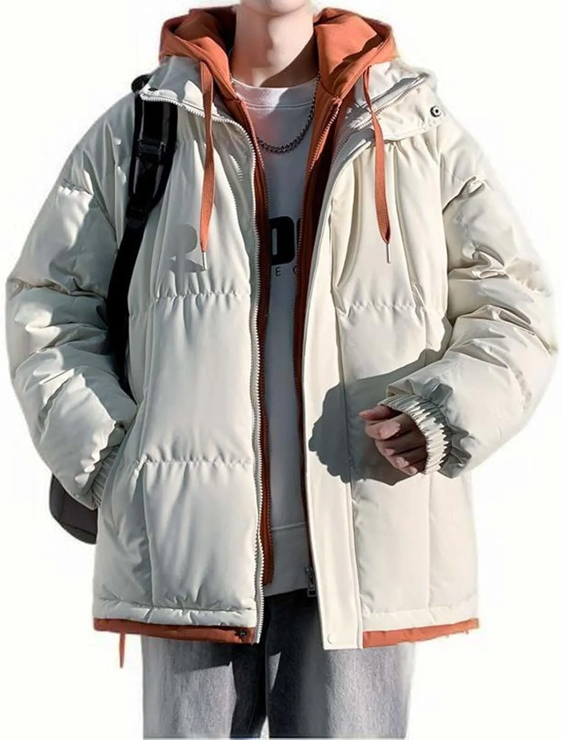 Fake Two Piece Men's Hooded Unisex Korean Cotton Padded Jacket Winter Warm Male Thicken Coats Patchwork Down Jackets