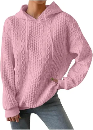 Fall Hoodies for Women,2023 Trendy Lightweight Cable Knit Oversized Sweatshirt,Casual Long Sleeve Pullover Tops