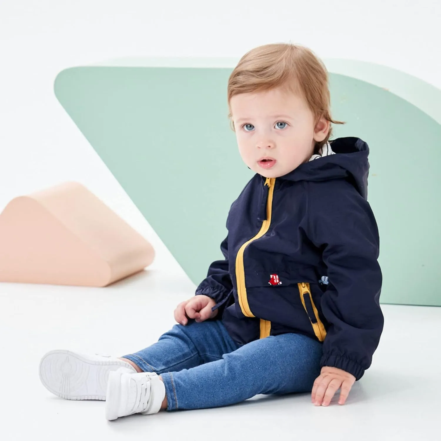 famuka Toddlers Windbreaker Jacket Little Boy Hooded Coat Casual Outerwear