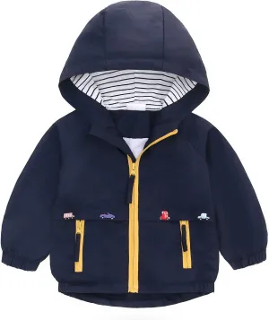 famuka Toddlers Windbreaker Jacket Little Boy Hooded Coat Casual Outerwear