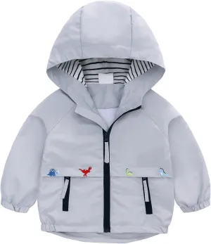 famuka Toddlers Windbreaker Jacket Little Boy Hooded Coat Casual Outerwear