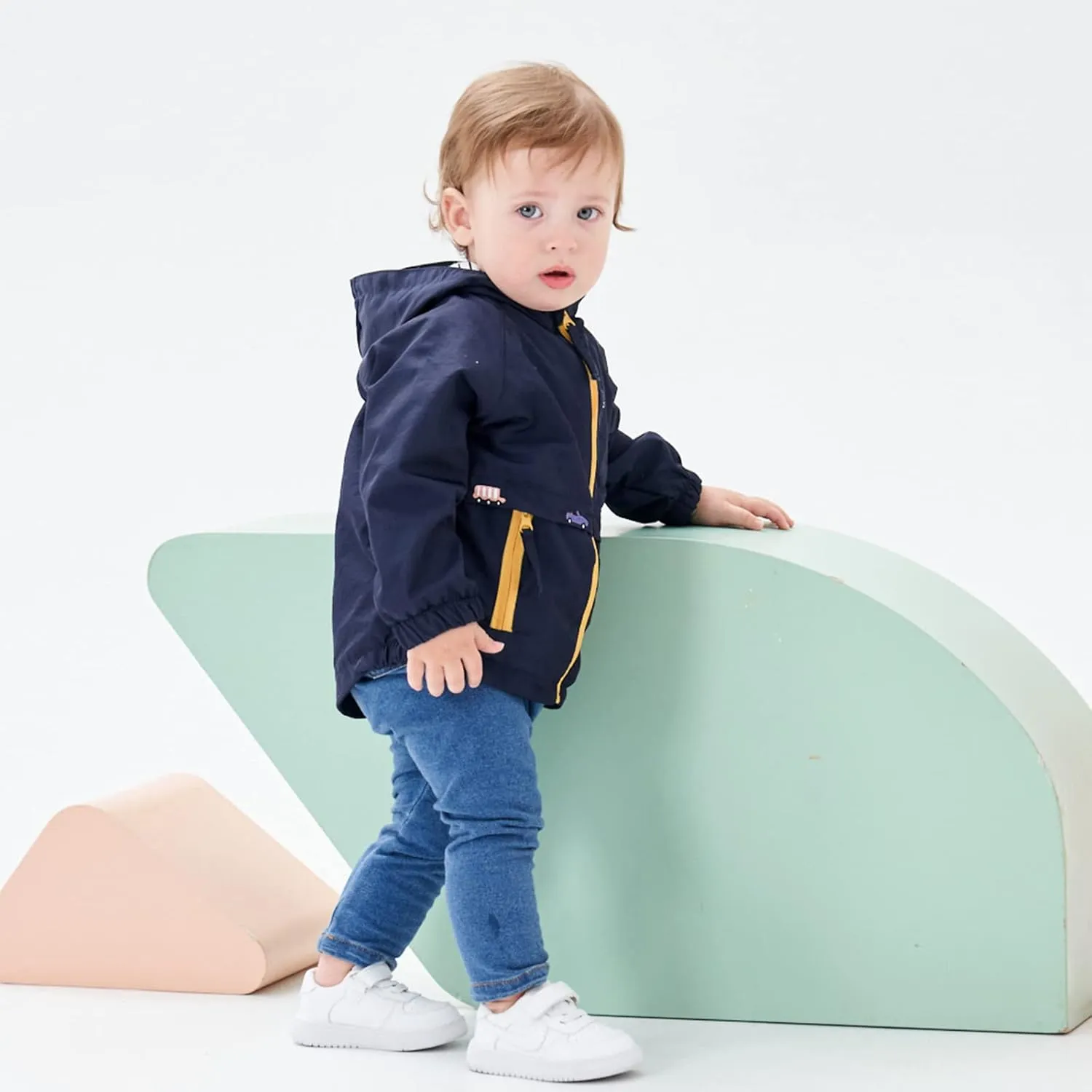famuka Toddlers Windbreaker Jacket Little Boy Hooded Coat Casual Outerwear