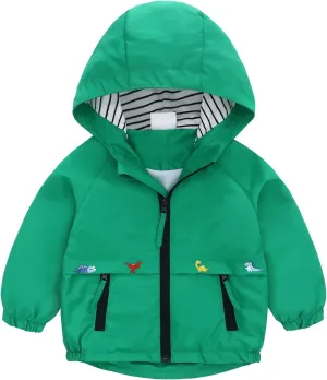 famuka Toddlers Windbreaker Jacket Little Boy Hooded Coat Casual Outerwear