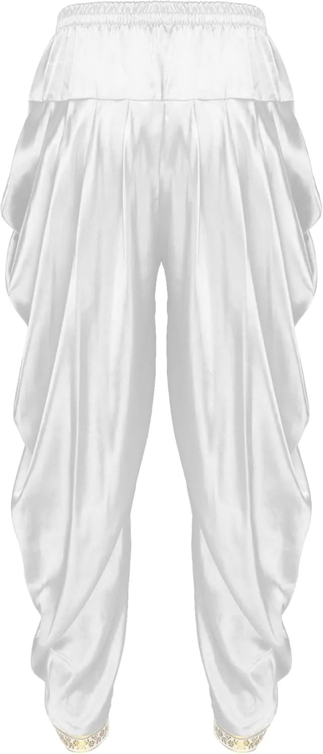 FEESHOW Men's Elastic Waist Harem Pants Dhoti Pants Baggy Palazzo Trousers Arabian Prince Costume
