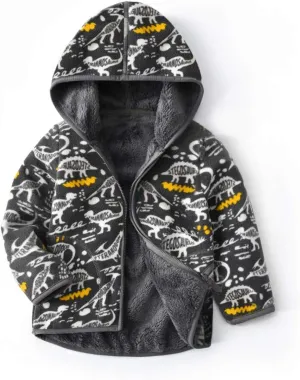 Feidoog Toddler Fleece Jacket Baby Boys Girls Hooded Waterproof Zipper Long Sleeve Thick Warm Outerwear