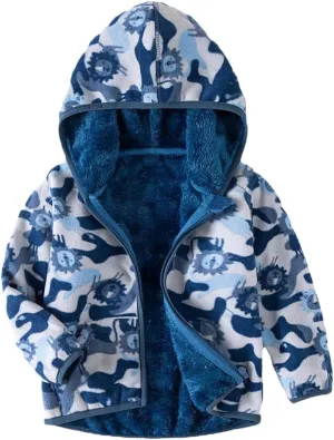 Feidoog Toddler Fleece Jacket Baby Boys Girls Hooded Waterproof Zipper Long Sleeve Thick Warm Outerwear