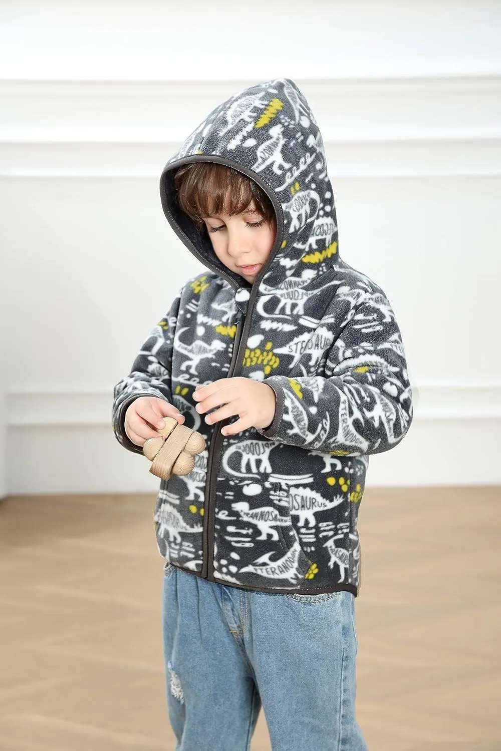 Feidoog Toddler Fleece Jacket Baby Boys Girls Hooded Waterproof Zipper Long Sleeve Thick Warm Outerwear