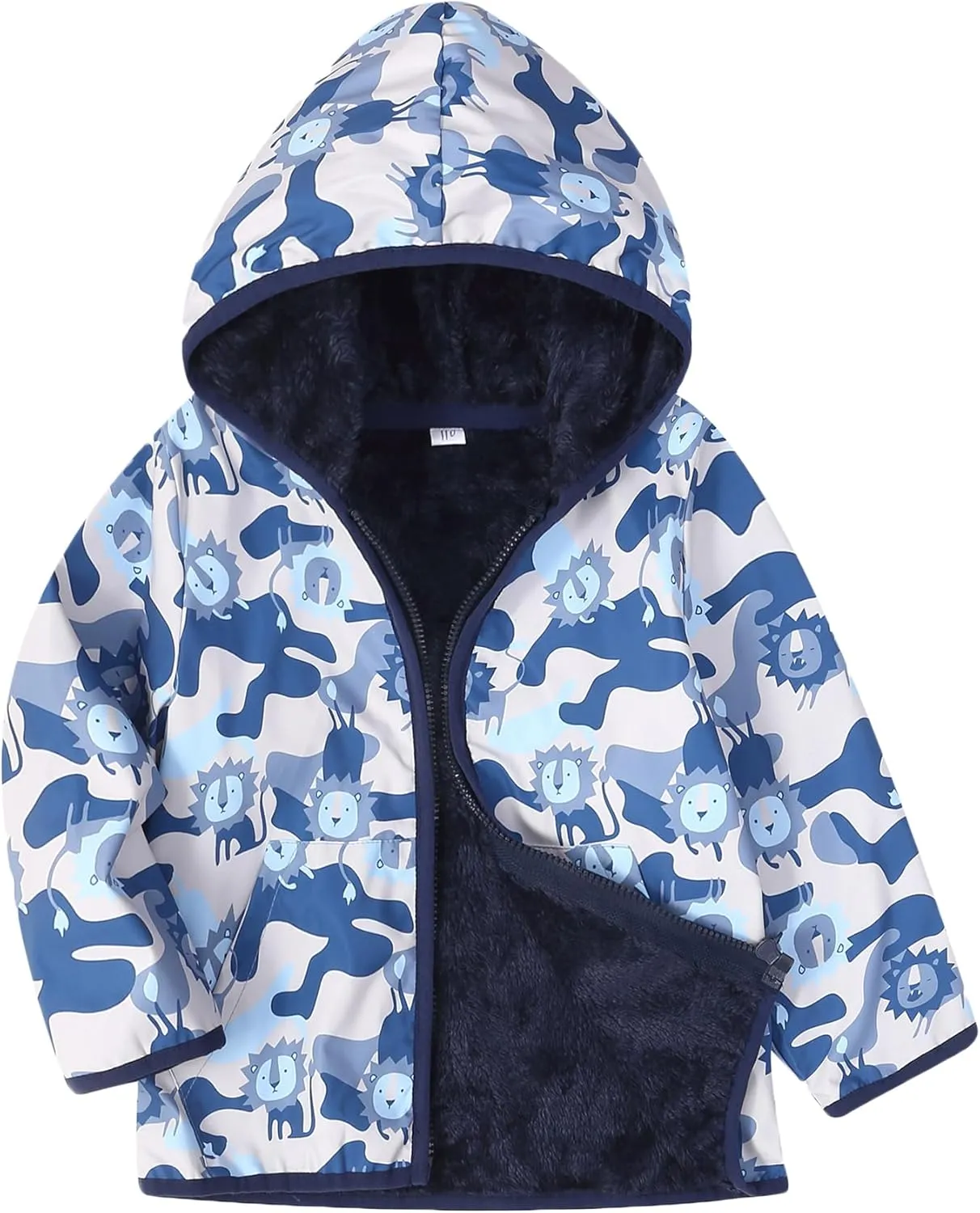 Feidoog Toddler Fleece Jacket Baby Boys Girls Hooded Waterproof Zipper Long Sleeve Thick Warm Outerwear