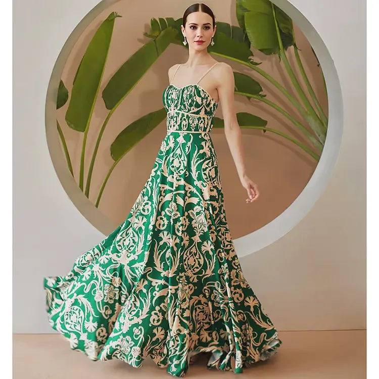 Flora - Floral Print Flared Skirt Swimsuit Ensemble