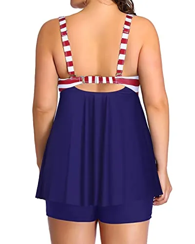 Flyaway Plus Size Bathing Suits Push Up Padded Bra-Flag
