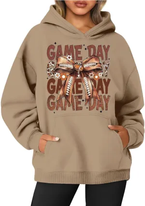 Football Mom Hoodie Women Long Sleeve Soccer Mom Sweatshirt Fall 2024 Sweatshirts Winter Outfits 2024 With Pockets