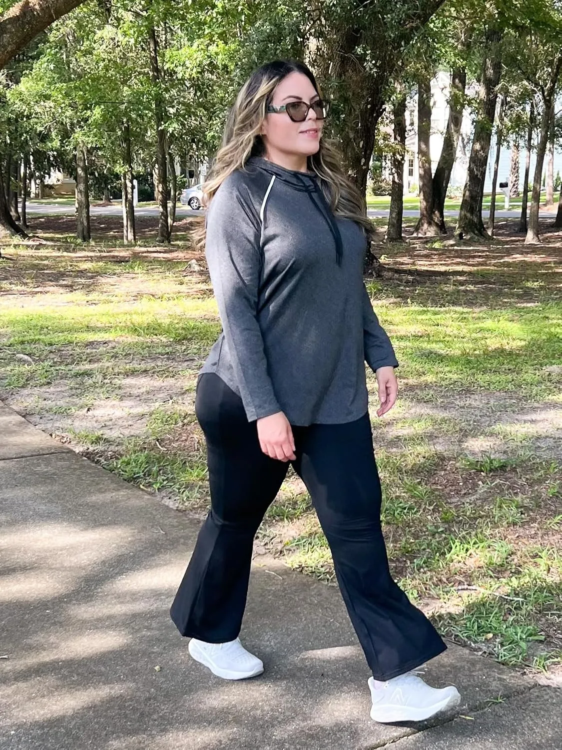 FOREYOND Plus Size Hoodies for Women Workout Tops Lightweight Sweatshirts Thumb Hole Athletic Tops Running Shirts