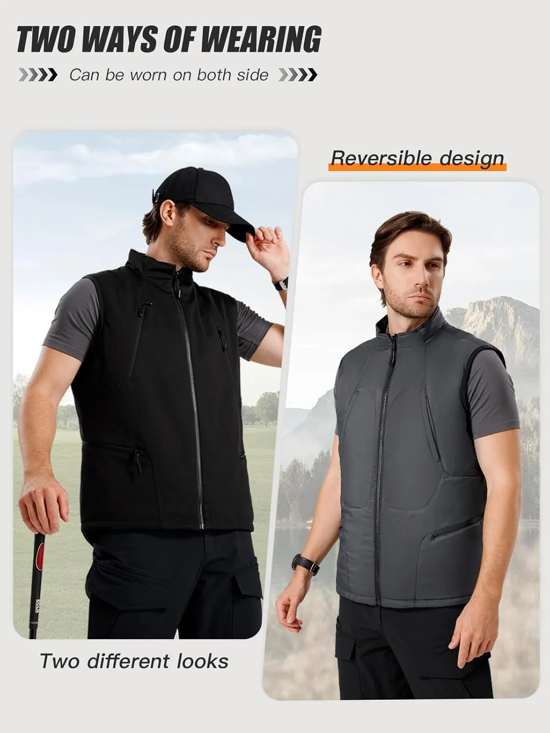 FREE SOLDIER Men's Lightweight Golf Vest Outerwear Windproof Reversible Sleeveless Softshell Jacket Running Vest