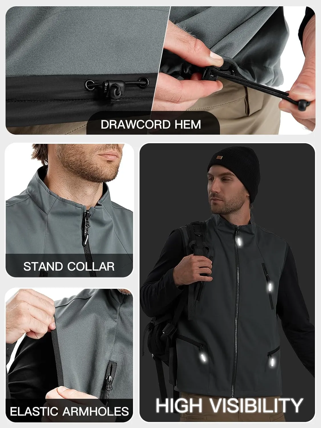 FREE SOLDIER Men's Lightweight Golf Vest Outerwear Windproof Reversible Sleeveless Softshell Jacket Running Vest
