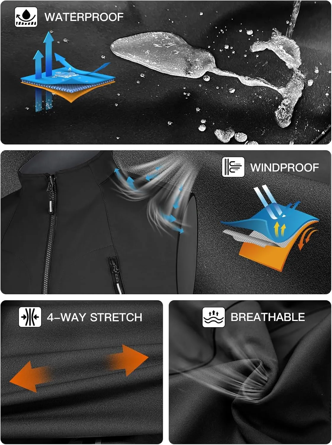 FREE SOLDIER Men's Lightweight Golf Vest Outerwear Windproof Reversible Sleeveless Softshell Jacket Running Vest