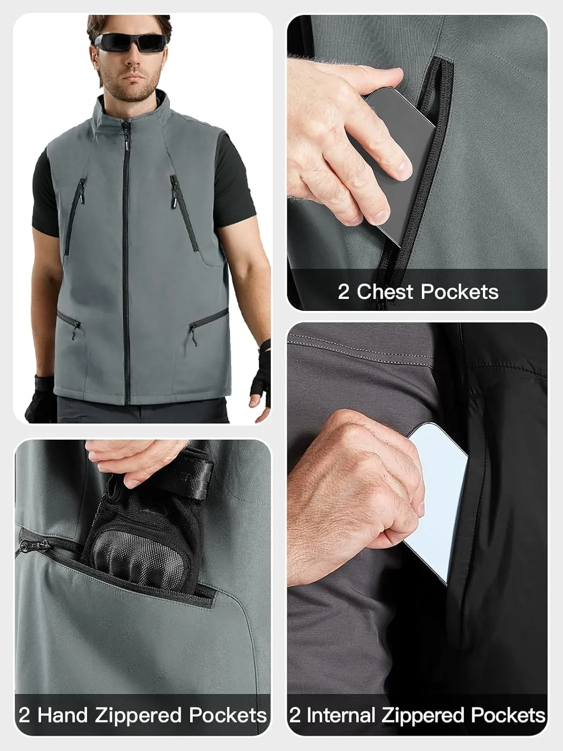 FREE SOLDIER Men's Lightweight Golf Vest Outerwear Windproof Reversible Sleeveless Softshell Jacket Running Vest