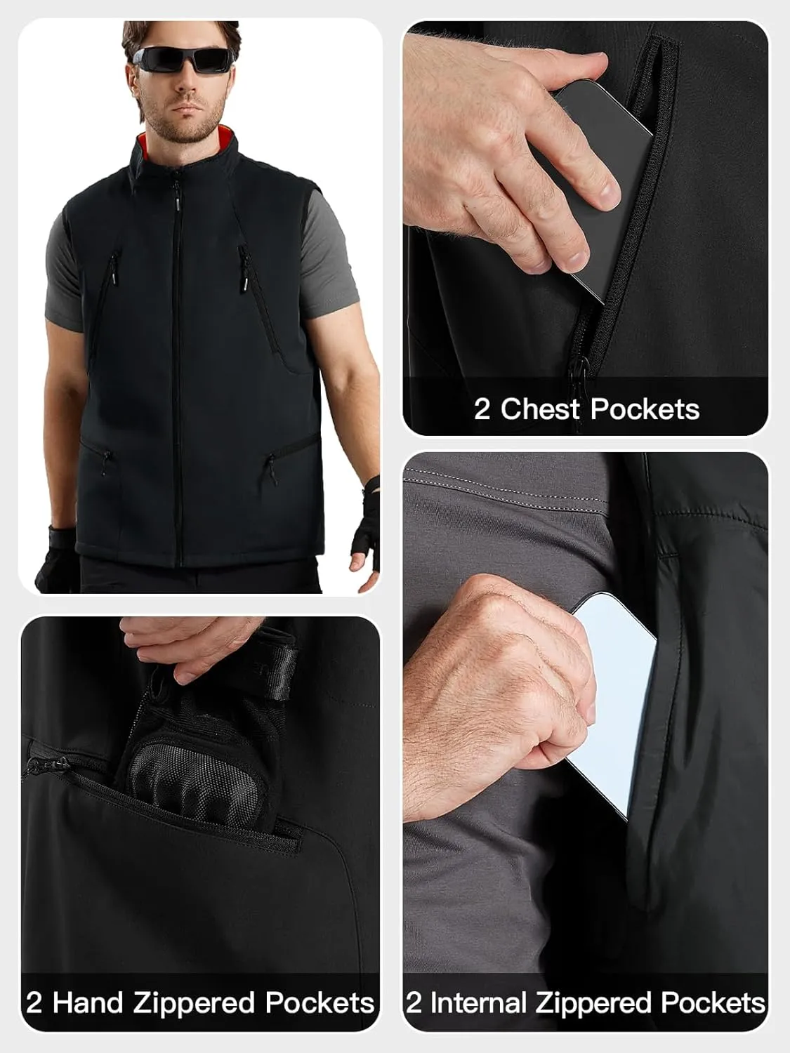 FREE SOLDIER Men's Lightweight Golf Vest Outerwear Windproof Reversible Sleeveless Softshell Jacket Running Vest
