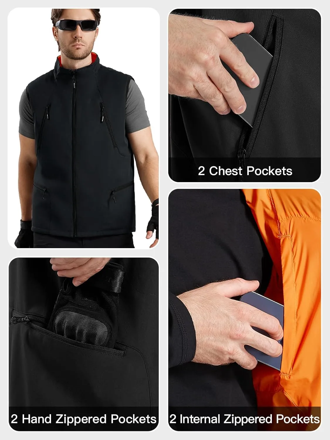 FREE SOLDIER Men's Lightweight Golf Vest Outerwear Windproof Reversible Sleeveless Softshell Jacket Running Vest