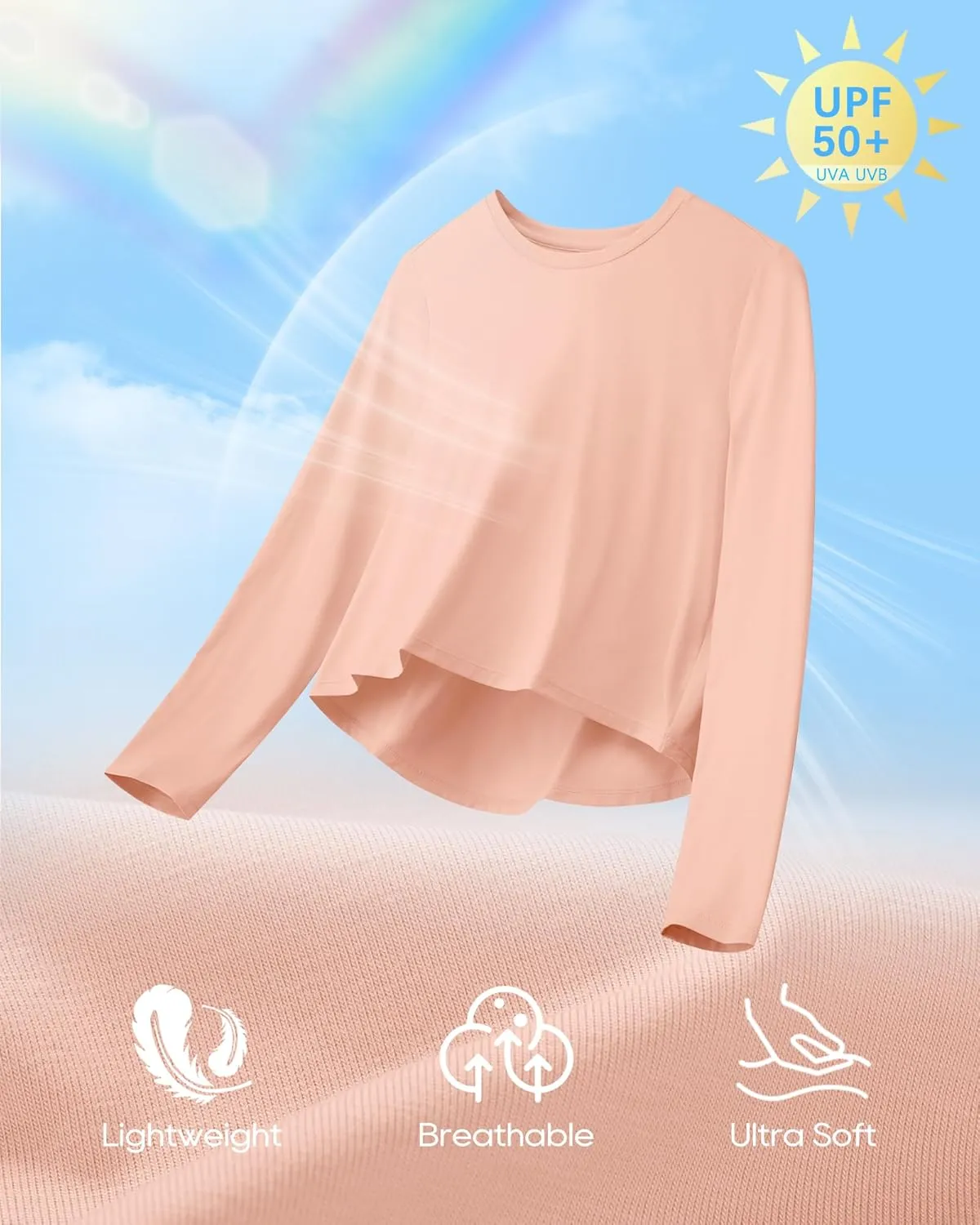 G4Free Long Sleeve Workout Tops for Women Sun Shirts Crop Tops UPF 50  Hiking Running Athletic Lightweight