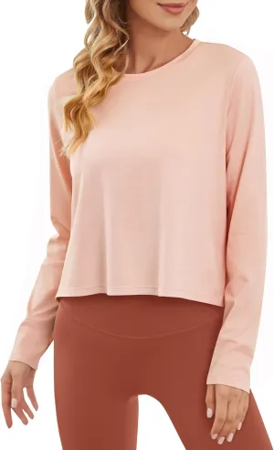 G4Free Long Sleeve Workout Tops for Women Sun Shirts Crop Tops UPF 50  Hiking Running Athletic Lightweight