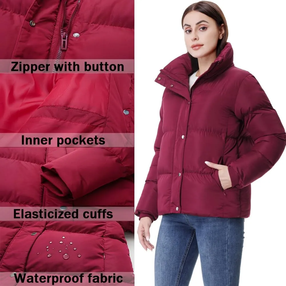 GIMECEN Women's Winter Coat Full-Zip Down Jacket Waterproof Puffer Coat Warm Parkas Long Sleeve Outerwear
