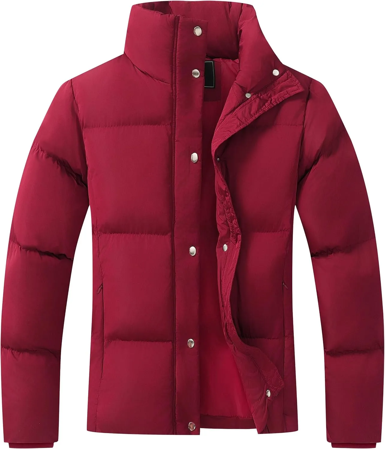 GIMECEN Women's Winter Coat Full-Zip Down Jacket Waterproof Puffer Coat Warm Parkas Long Sleeve Outerwear