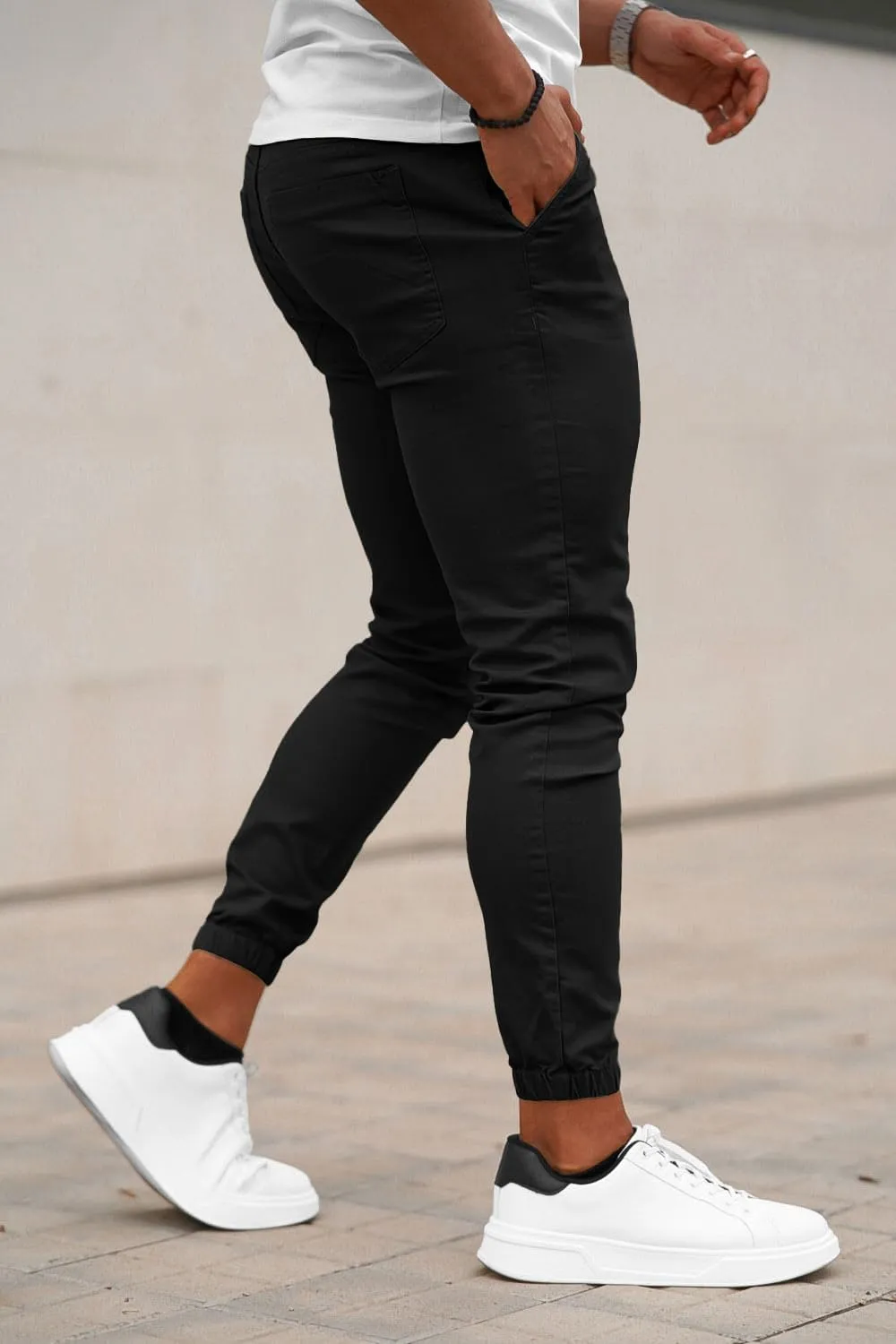 GINGTTO Mens Slim Fit Joggers Short Length Fitted Stretch Pants Elastic Waist Drawstring Tapered Leg